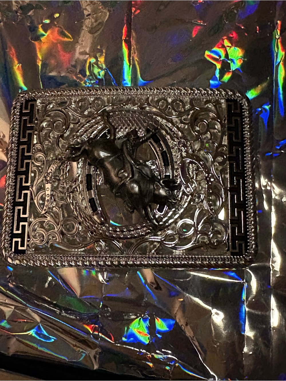 Silver Western Bull Rider Belt Buckle - Men Accessories